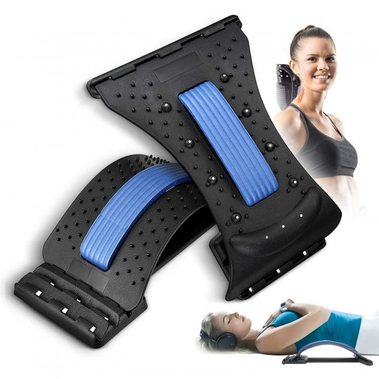 Back Stretcher Neck Massage Spine Board for Lumbar Pain Muscle Relief Support with 3 Stretching Level and 60 Magnets Acupuncture Cervical Nodes