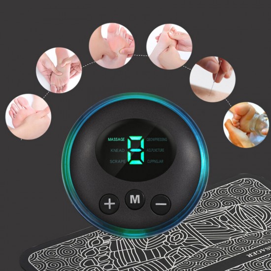 EMS Electric Pulse Plantar Massager 6-Modes 9-Levels Foot Ankles Relaxation Massage Machine Mat with Controller Promote Blood Circulation Relieve Pain Fatigue