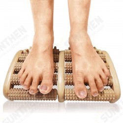 Dual Wooden Roller Foot Massager Original Shiatsu Acupuncture Tissue Kneading Nubs Plantar Fasciitis Relief