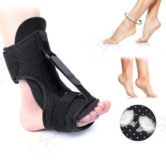 Adjustable Plantar Support Elastic Foot Splint Protector Orthotic Foot Drop Brace Achilles Heel Ankle Ache Alleviate with Massage Ball Elastic Strap