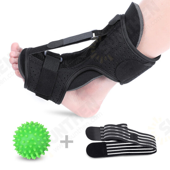 Adjustable Plantar Support Elastic Foot Splint Protector Orthotic Foot Drop Brace Achilles Heel Ankle Ache Alleviate with Massage Ball Elastic Strap