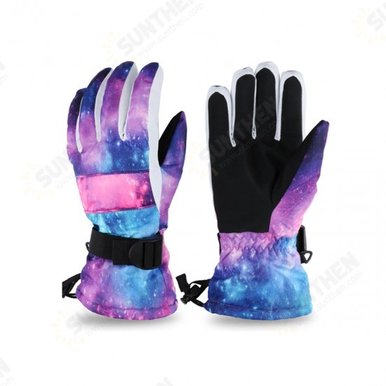 Woman and Man Waterproof Flannel Skiing Gloves Outdoor Camping Hiking Climbing Winter Warm Gloves Sports Gloves