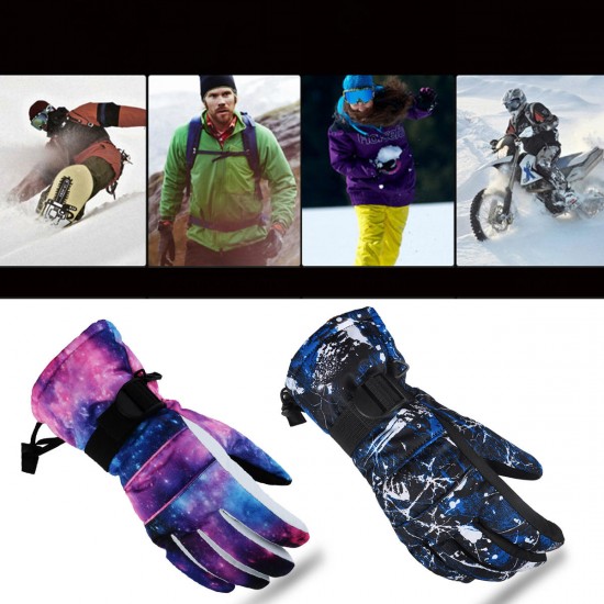 Woman and Man Waterproof Flannel Skiing Gloves Outdoor Camping Hiking Climbing Winter Warm Gloves Sports Gloves