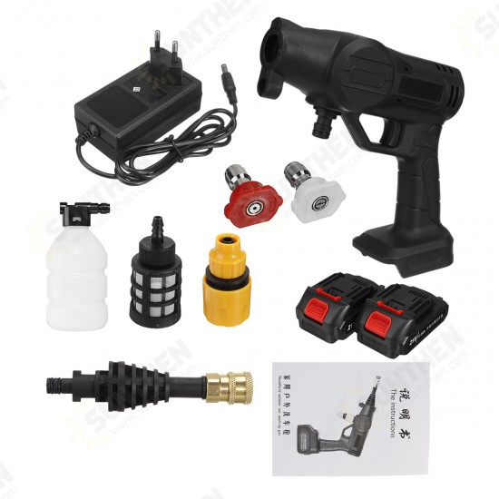 21V Cordless High Pressure Washer Car Washing Machine Garden Agriculture Water Spray Guns W/ 1/2 Battery