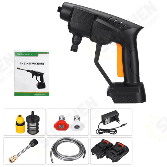 21V Wireless High Pressure Washer Handheld Car Washing Machine Water Sprayer Guns W/ None/1/2 Battery