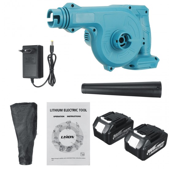 2200W 2-In-1 2.4Ah Home Car Electric Air Blower Vacuum Dust Sustion Collector Leaf Blower W/ None/1/2 24000mah Battery For Makita
