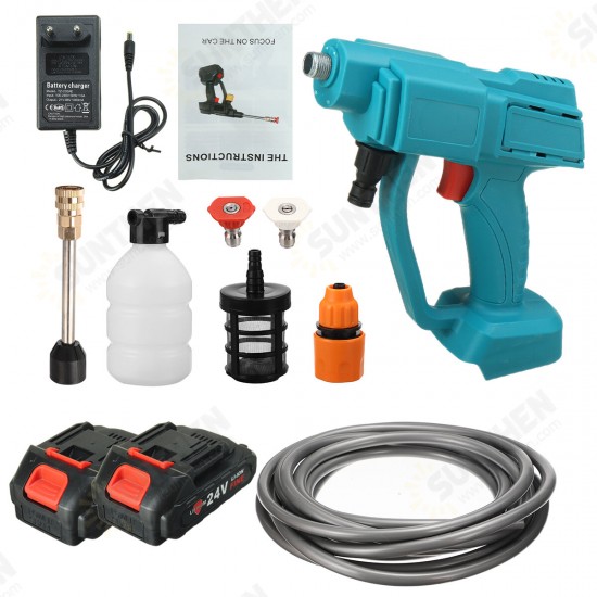 24/48V 550W Cordless Electric High Pressure Washer Car Washing Machine Spray Guns Lance Hose Set W/ 1/2 Battery