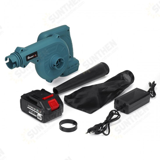 288vf Cordless Blower 110-240V Rechargable Leaf Blower High Power Electric Leaf Shredder Vacuum Air Blower Cleaner Tool 2.6~3.6m3/min