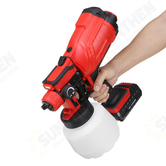 550W Cordless Electric Spray Guns 800ML Lighting Paint Sprayer Wood Wall Fences Painting Tool W/ Battery