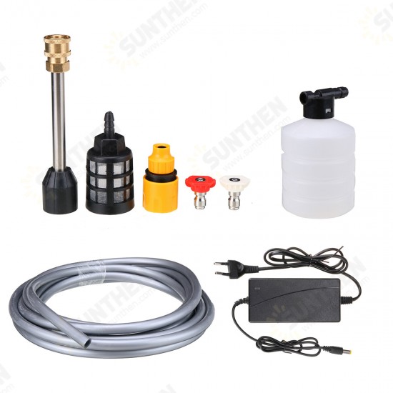 600W High Pressure Car Power Washer W/ 2Pcs Battery Spray Guns Wand Lance Nozzle Tips Hose Kit