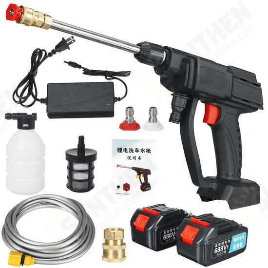 688VF Wireless Electric Car Washer Tools High Pressure Washer Foam Guns Water Sprayer Auto Cleaner W/ 1/2pcs Battery