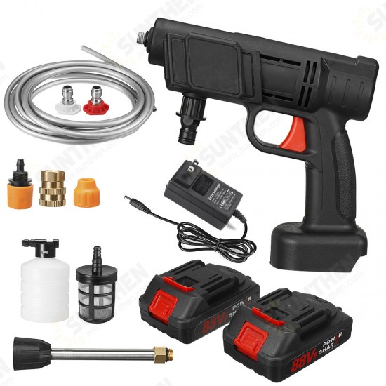 88VF Cordless High Pressure Washer Car Washing Machine Water Spayer Guns Vehicle Cleaning Tool W/ None/1/2 Battery