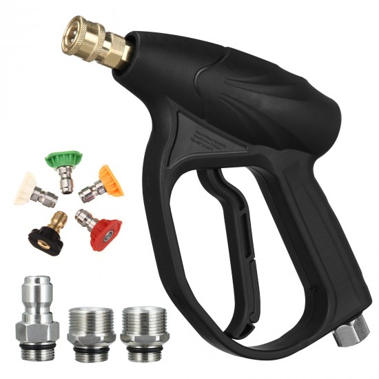 Pressure Washer Guns Kit 3200PSI Car Power Washer Foam Guns Set with 1/4inch Quick Connector & M22-14/15mm 3/8inch Adapters & 5 Pressure Washer Nozzle Tips
