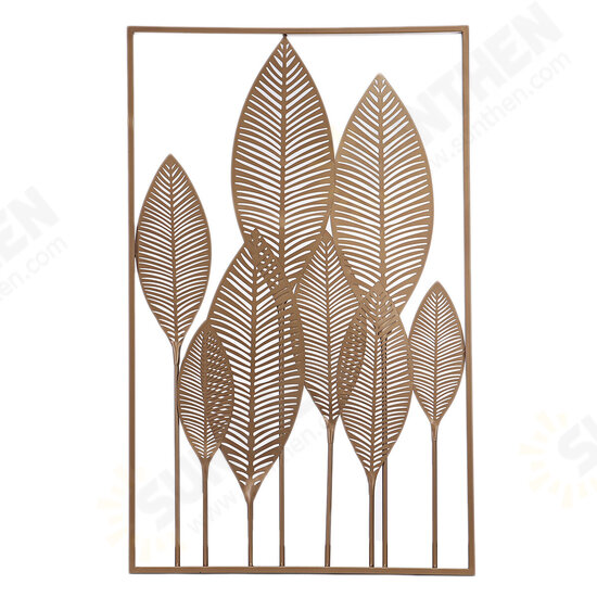 Rectangle Metal Wall Art Hanging Iron Sculpture Leaf Home Hotel Decor 53x84.5cm