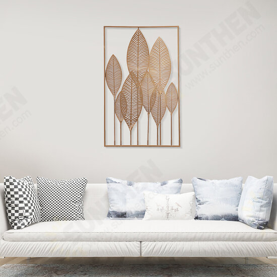 Rectangle Metal Wall Art Hanging Iron Sculpture Leaf Home Hotel Decor 53x84.5cm