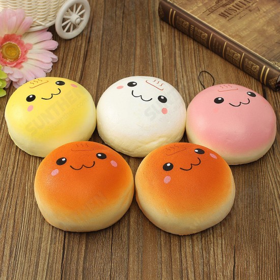 10CM Cute Smiling Expression Kawaii Squishy Bread Keychain Bag Phone Charm Strap