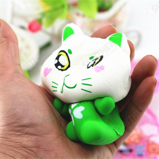 11.5cm PU Corful Green Cat Slow Rising Squishy Decompression Toys With Original Packaging