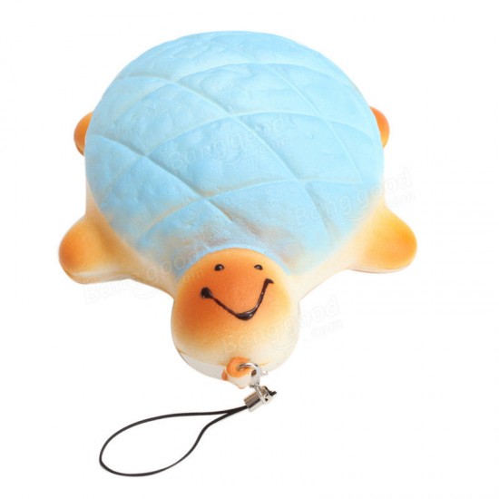 13cm Soft Kawaii Cute little Turtle Phone Bread Bun Squishy Charms With Rope Random Color
