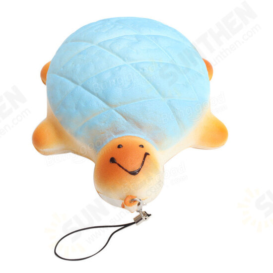 13cm Soft Kawaii Cute little Turtle Phone Bread Bun Squishy Charms With Rope Random Color