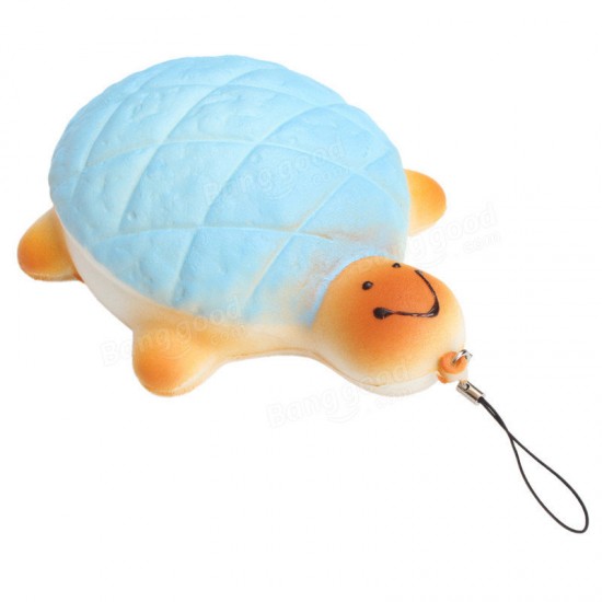13cm Soft Kawaii Cute little Turtle Phone Bread Bun Squishy Charms With Rope Random Color