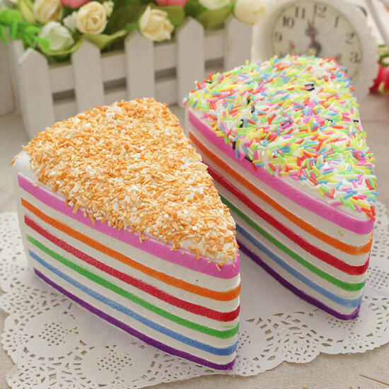 14x9x8cm Squishy Rainbow Cake Simulation Super Slow Rising Fun Gift Toy Decoration