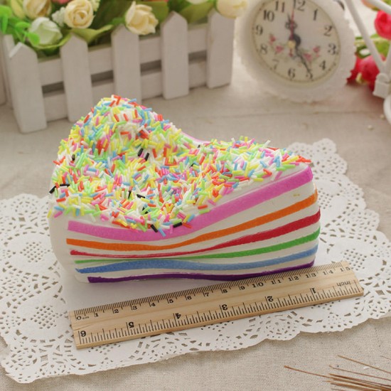14x9x8cm Squishy Rainbow Cake Simulation Super Slow Rising Fun Gift Toy Decoration