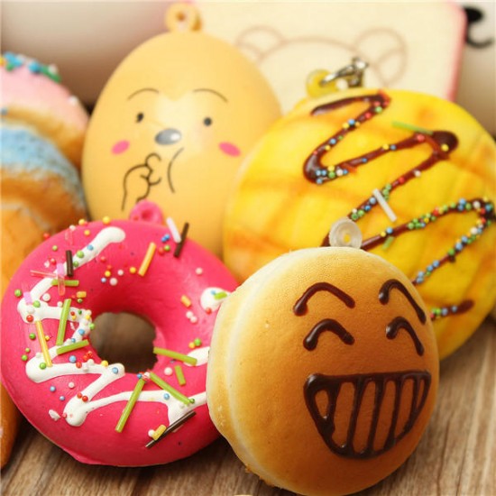 18PCS Squishy Christmas Gift Decor Panda Cup Cake Toasts Buns Donuts Random Soft Cell Phone Straps