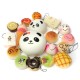 18PCS Squishy Christmas Gift Decor Panda Cup Cake Toasts Buns Donuts Random Soft Cell Phone Straps