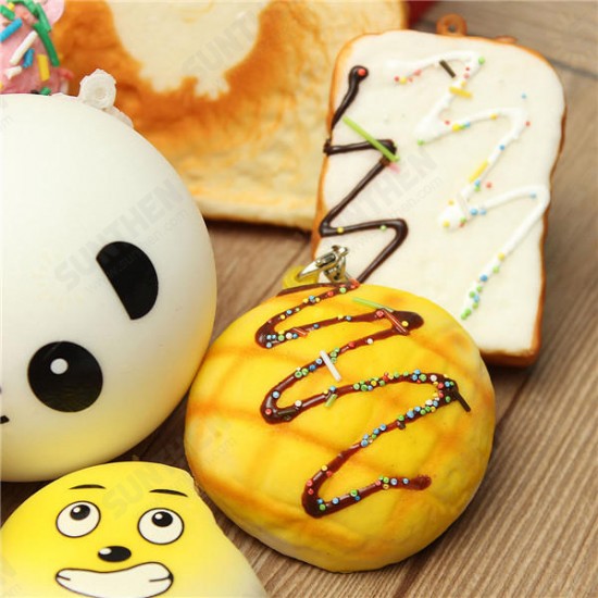 18PCS Squishy Christmas Gift Decor Panda Cup Cake Toasts Buns Donuts Random Soft Cell Phone Straps