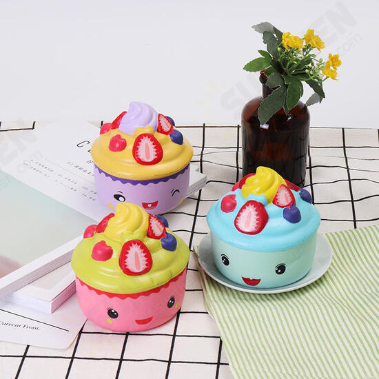 2PCS Squishy Ice Cream Strawberry Fruit Cup Cake Slow Rising Original Packaging Gift