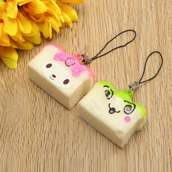 Kawaii 10Pcs Exquisite Squishy Random Charm Soft Panda/Bread/Cake/Buns Phone Straps Toys Decor