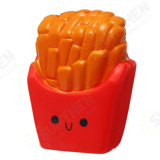 Cute Face Emoji French Fries Squishy 10CM Slow Rising Straps Pendant Soft Squeeze Scented Bread Toy