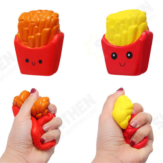 Cute Face Emoji French Fries Squishy 10CM Slow Rising Straps Pendant Soft Squeeze Scented Bread Toy