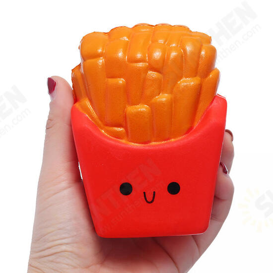 Cute Face Emoji French Fries Squishy 10CM Slow Rising Straps Pendant Soft Squeeze Scented Bread Toy