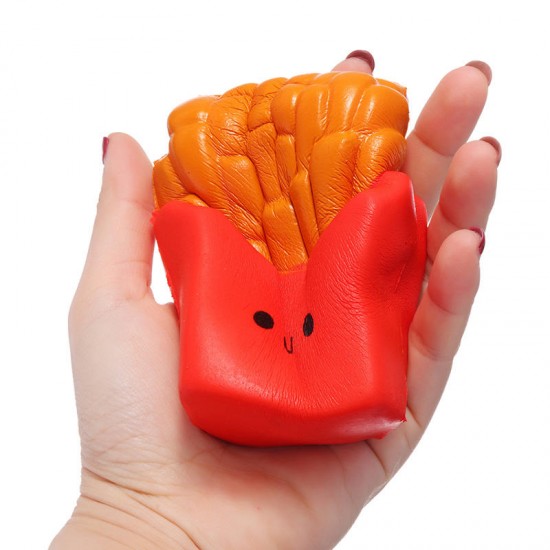Cute Face Emoji French Fries Squishy 10CM Slow Rising Straps Pendant Soft Squeeze Scented Bread Toy