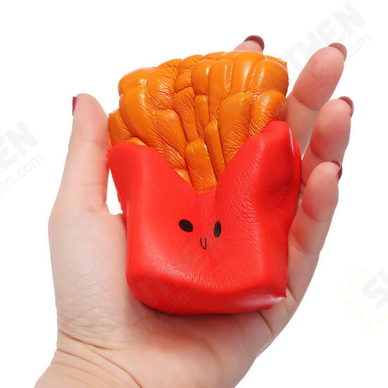 Cute Face Emoji French Fries Squishy 10CM Slow Rising Straps Pendant Soft Squeeze Scented Bread Toy