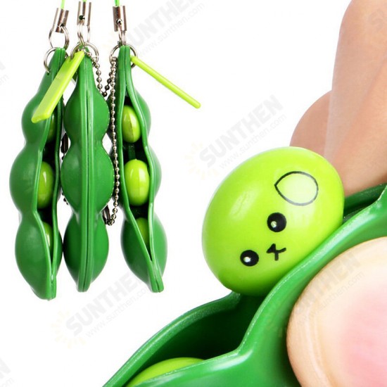 Extrusion Bean Toy Mini Squishy Soft Toys Pendants Anti Stress Ball Squeeze Gadgets Phone Strap