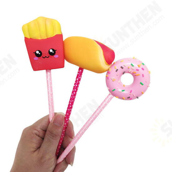 French Fries Squishy Slow Rebound Writing Simulation Pen Case With Pen Gift Decor Collection With Packaging