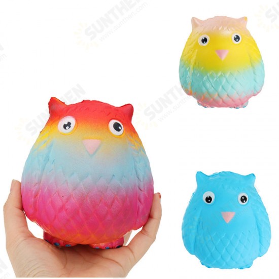 Jumbo Squishy Rainbow Owl 12cm Soft Slow Rising Toy With Original Packing