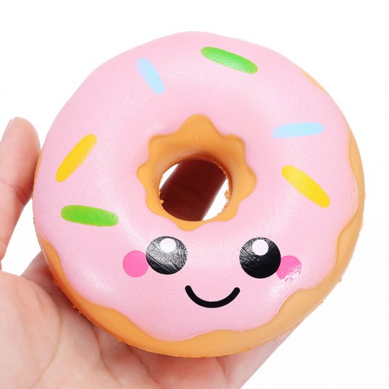 10cm Squishy kawaii Smiling Face Donuts Charm Bread Kids Toys With Package