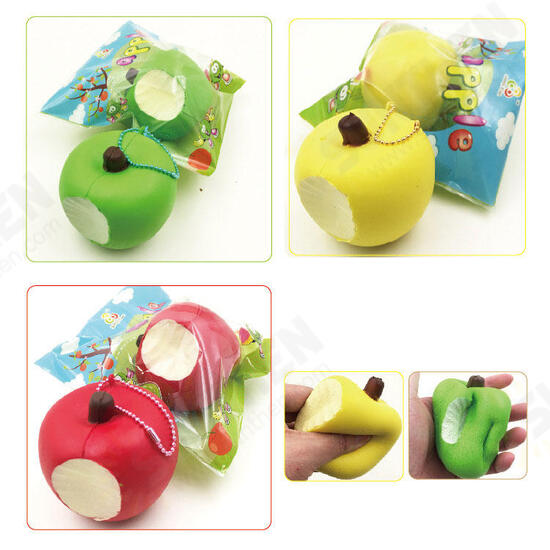 Simulation Cute Apple Soft Squishy Super Slow Rising Original Packaging Ball Chain Kid Toy