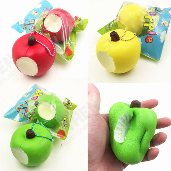 Simulation Cute Apple Soft Squishy Super Slow Rising Original Packaging Ball Chain Kid Toy