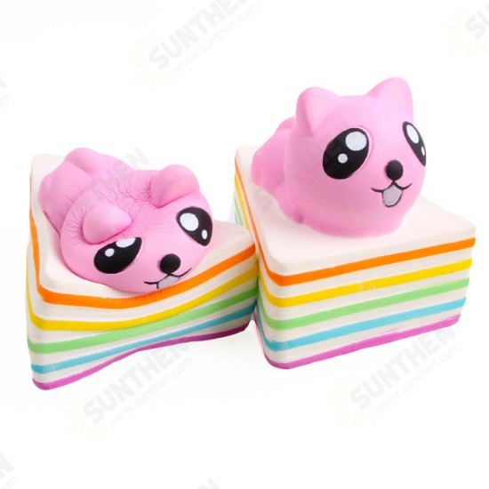 Triangle Rainbow Cat Squishy 13*10*10.5CM Licensed Slow Rising With Packaging Collection Gift