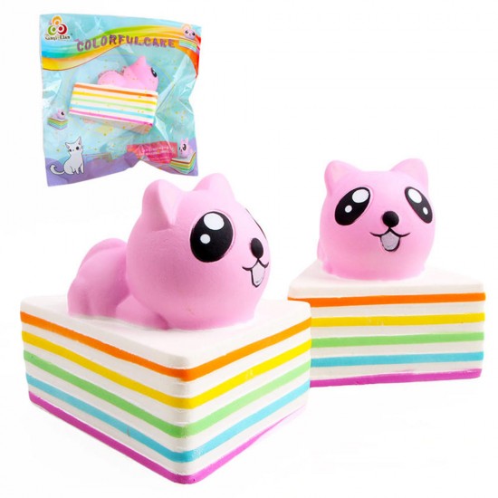 Triangle Rainbow Cat Squishy 13*10*10.5CM Licensed Slow Rising With Packaging Collection Gift