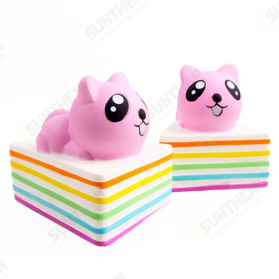 Triangle Rainbow Cat Squishy 13*10*10.5CM Licensed Slow Rising With Packaging Collection Gift