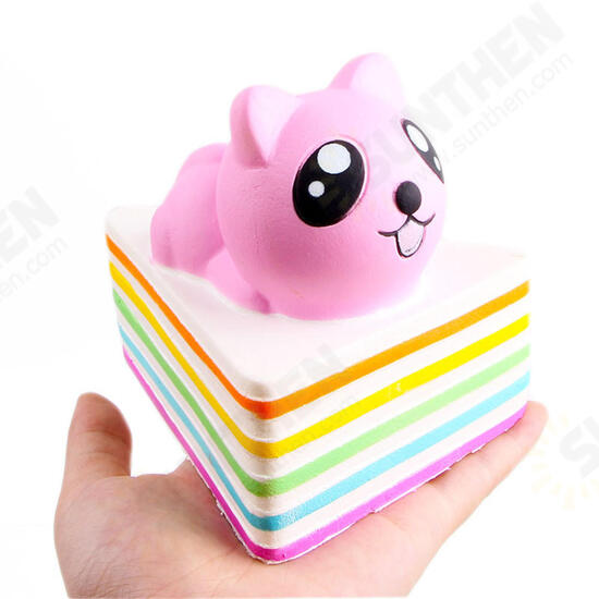 Triangle Rainbow Cat Squishy 13*10*10.5CM Licensed Slow Rising With Packaging Collection Gift