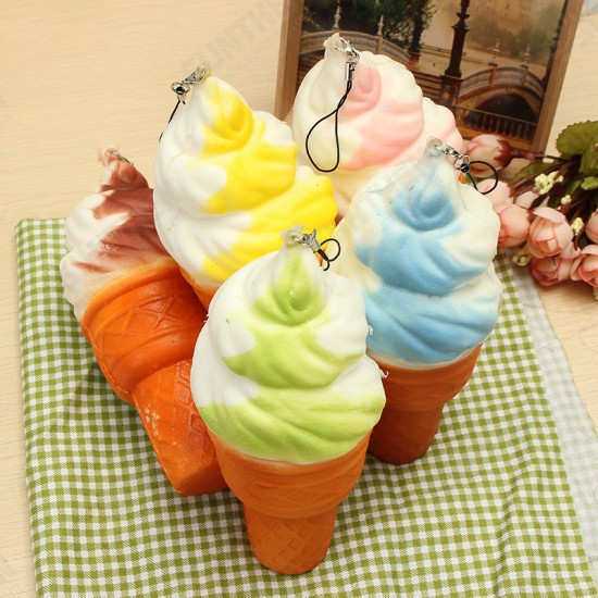 Squishy Jumbo Ice Cream Cone 17cm Slow Rising Soft Collection Decor Gift Phone Bag Strap