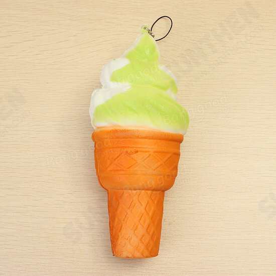 Squishy Jumbo Ice Cream Cone 17cm Slow Rising Soft Collection Decor Gift Phone Bag Strap