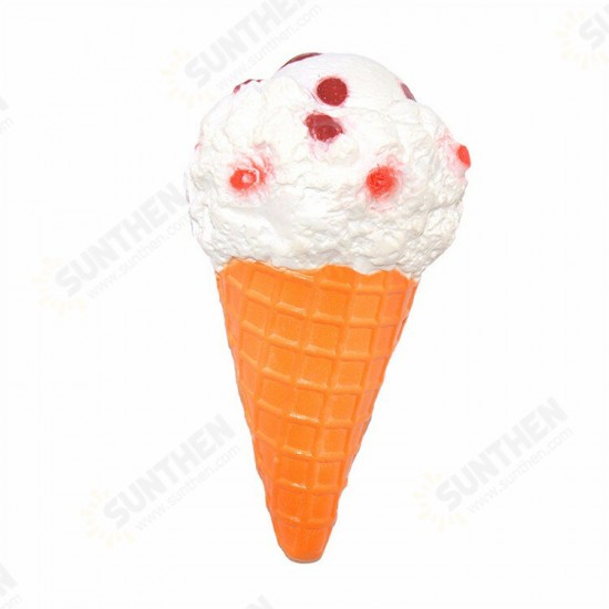 Squishy Jumbo Ice Cream Cone 19cm Slow Rising White Pink Toy Collection Gift Decor