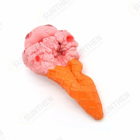 Squishy Jumbo Ice Cream Cone 19cm Slow Rising White Pink Toy Collection Gift Decor